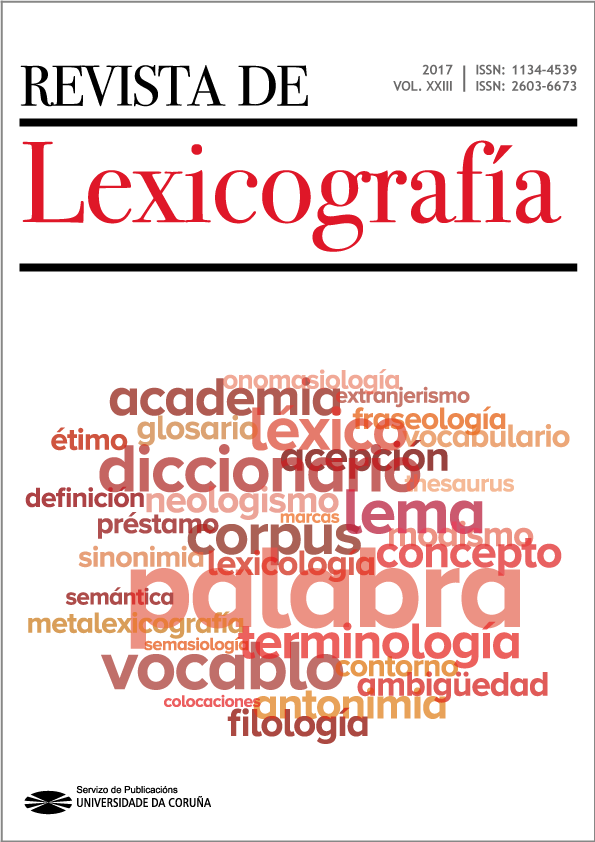 Portada de la Revista de Lexicografía 2017