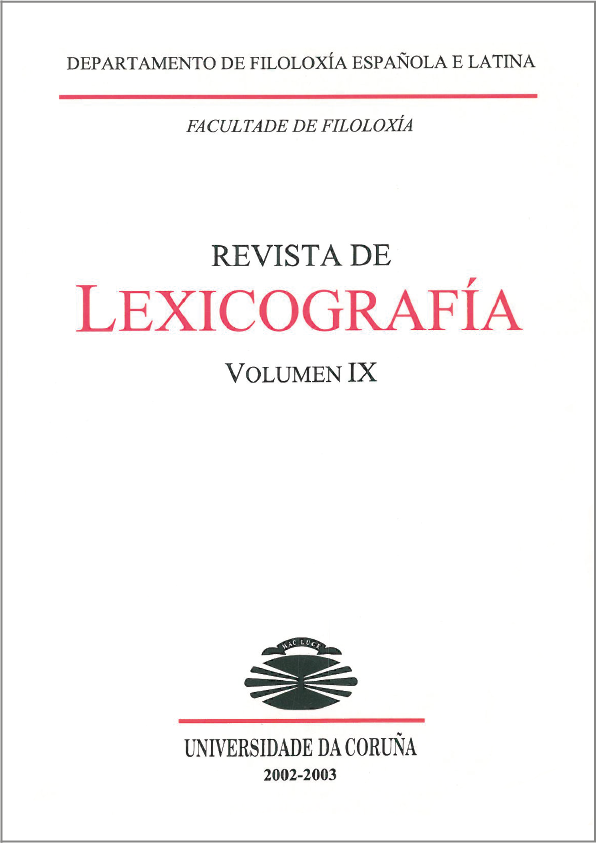 Portada de la Revista de Lexicografía Volumen 9