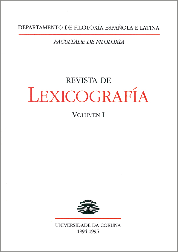 Portada de la Revista de Lexicografía Volumen 1